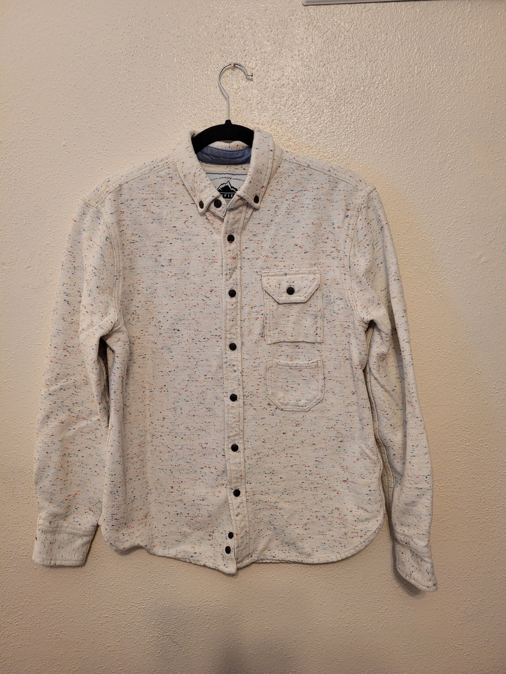 Penfield Ridgeley Shirt Mens S Cream Multicolor Fleck Button Down